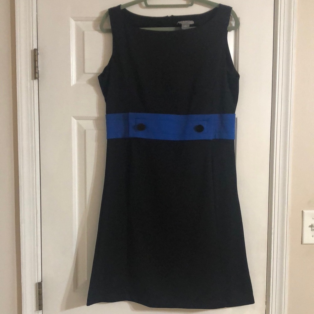 Ponte knit black and royal dress.